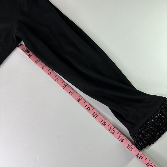 70s Vtg Kay Windsor Black Maxi Dress High Neck Sparkle Trim Goth Witchy Sz S/M? - Picture 8 of 16